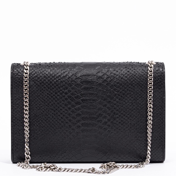 YVES SAINT LAURENT Medium Kate Chain Shoulder Snake Bag Black Leather - Picture 3 of 7